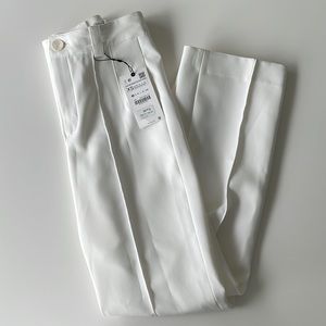 Zara Mid-Rise White Trousers